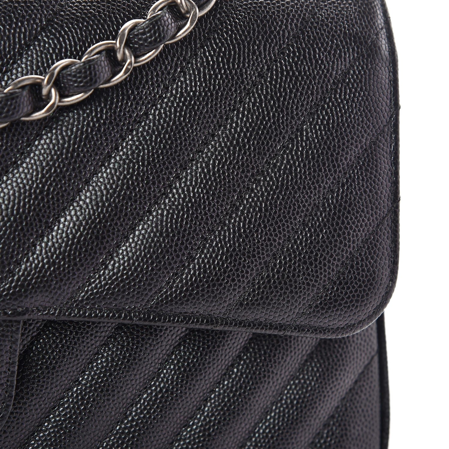 Chanel Caviar Chevron Quilted Medium Double Flap Black 9 of 10