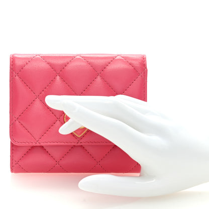 Chanel Lambskin Plexiglass Quilted Coco Love Compact Flap Wallet Pink 2 of 7