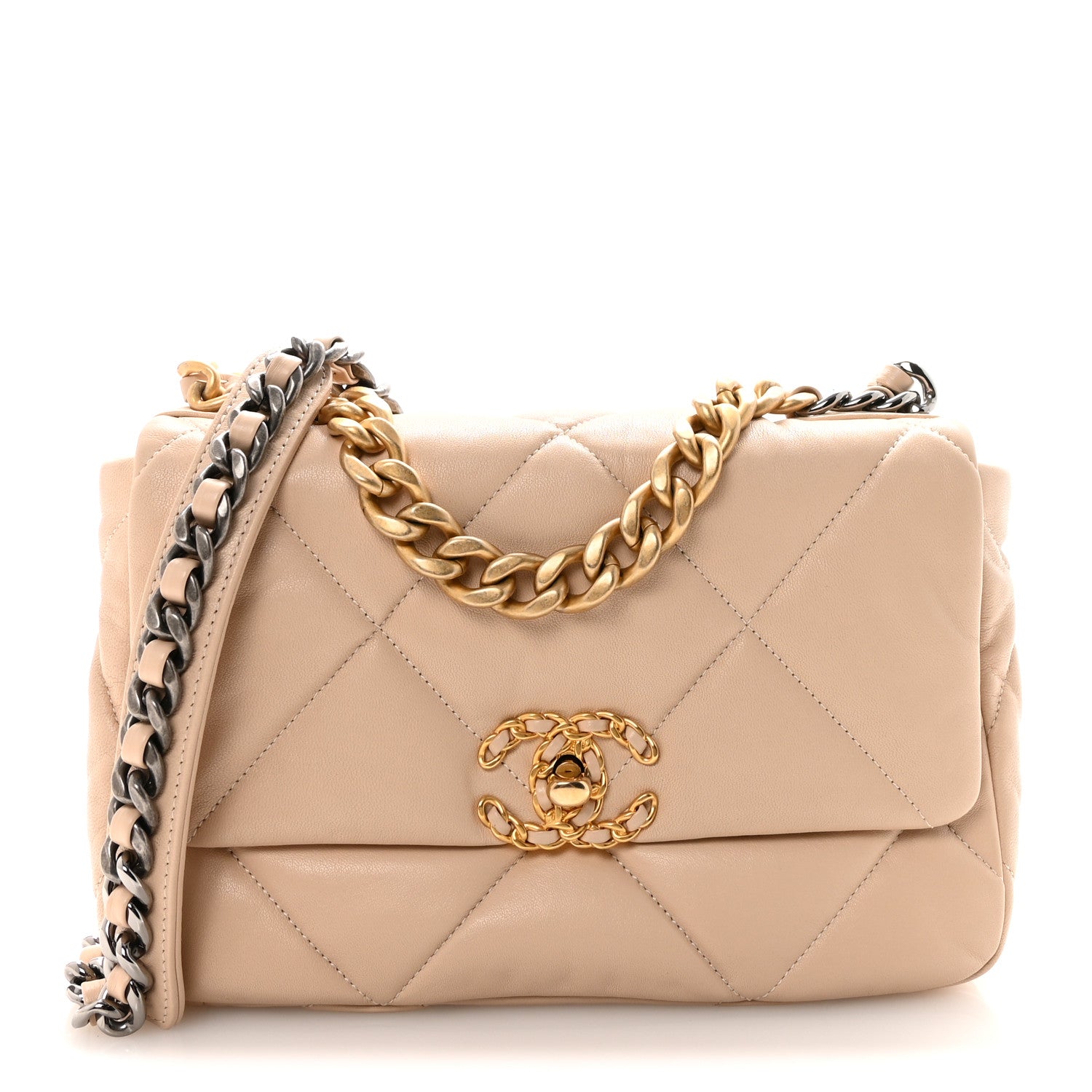Chanel Lambskin Quilted Medium Chanel 19 Flap Beige 1 of 9