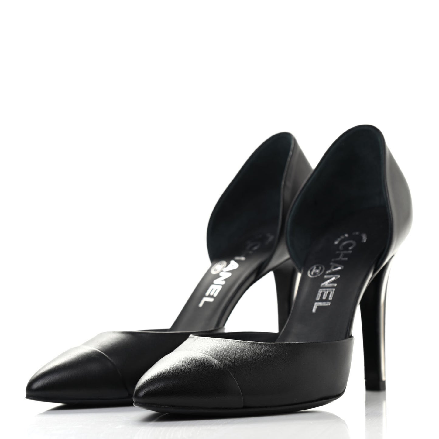 Lambskin Cap Toe d'Orsay Pumps 36.5 Black