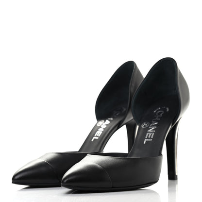 Chanel Lambskin Cap Toe d'Orsay Pumps 36.5 Black 3 of 12