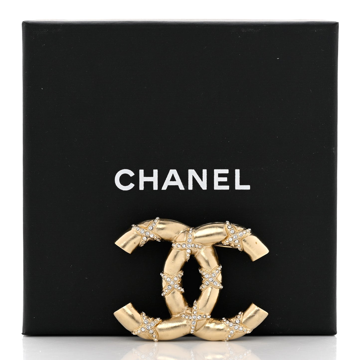 Crystal CC Logo Brooch Gold