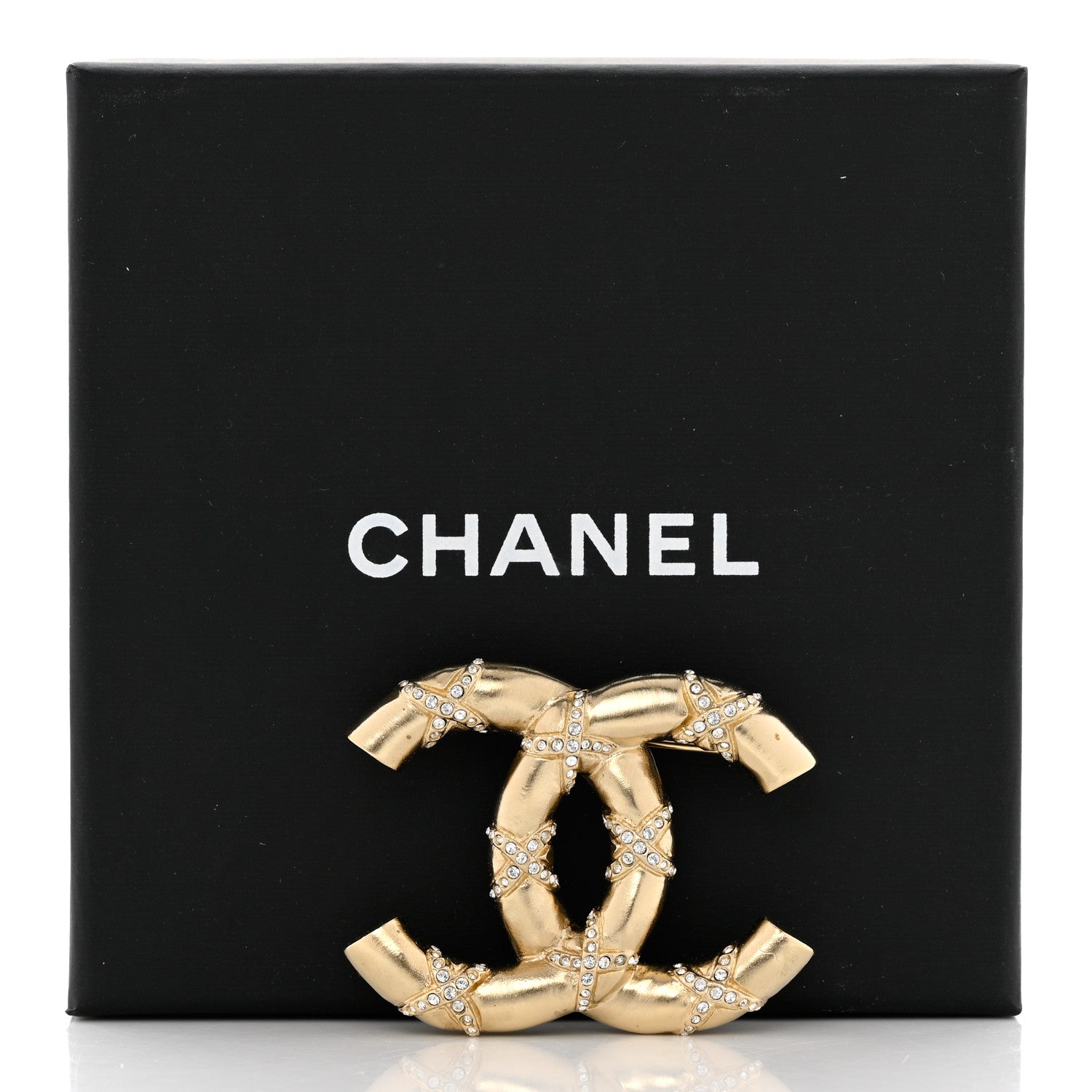 Chanel Crystal CC Logo Brooch Gold 5 of 5