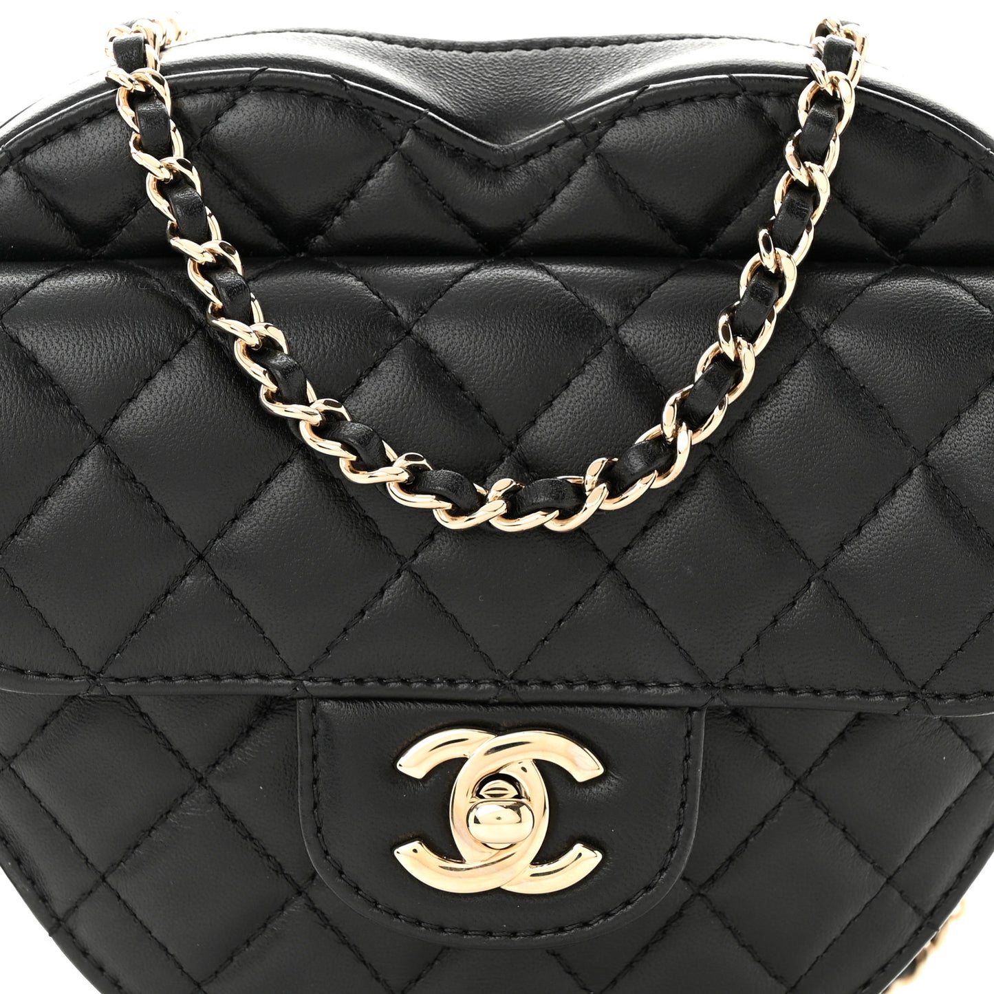 Lambskin Quilted CC In Love Heart Bag Black