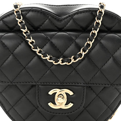 Chanel Lambskin Quilted CC In Love Heart Bag Black 8 of 11