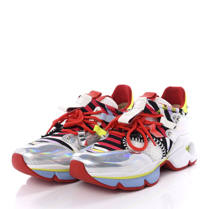 Christian Louboutin Neoprene Specchio Laser Donna Red Runner Spike Flat Sneaker 36.5 Multicolor 2 of 10