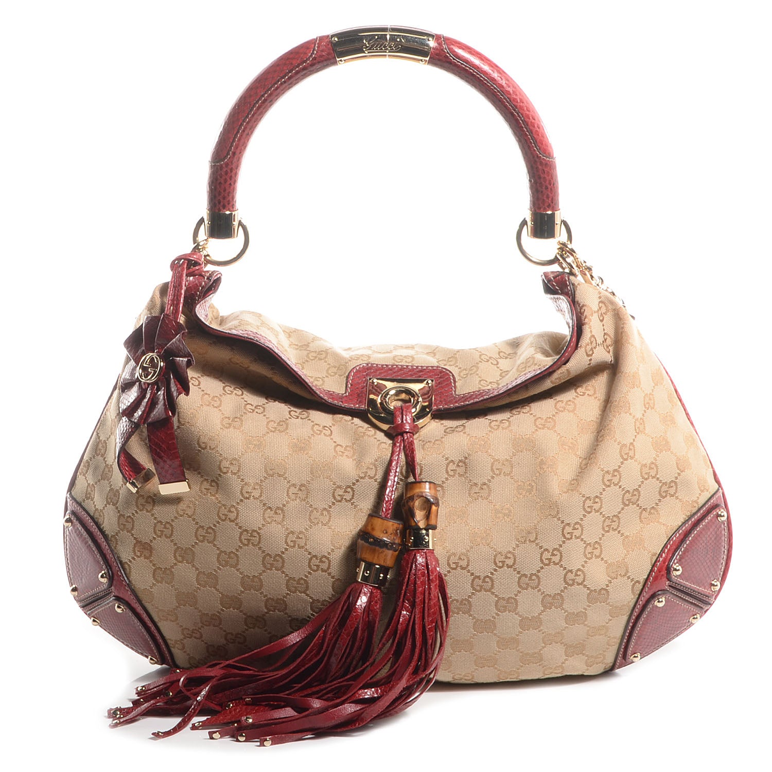 Gucci Monogram Python Large Unicef Indy Top Handle Hobo Red 1 of 8