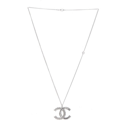 Chanel Baguette Crystal Large CC Necklace Silver 3 of 5