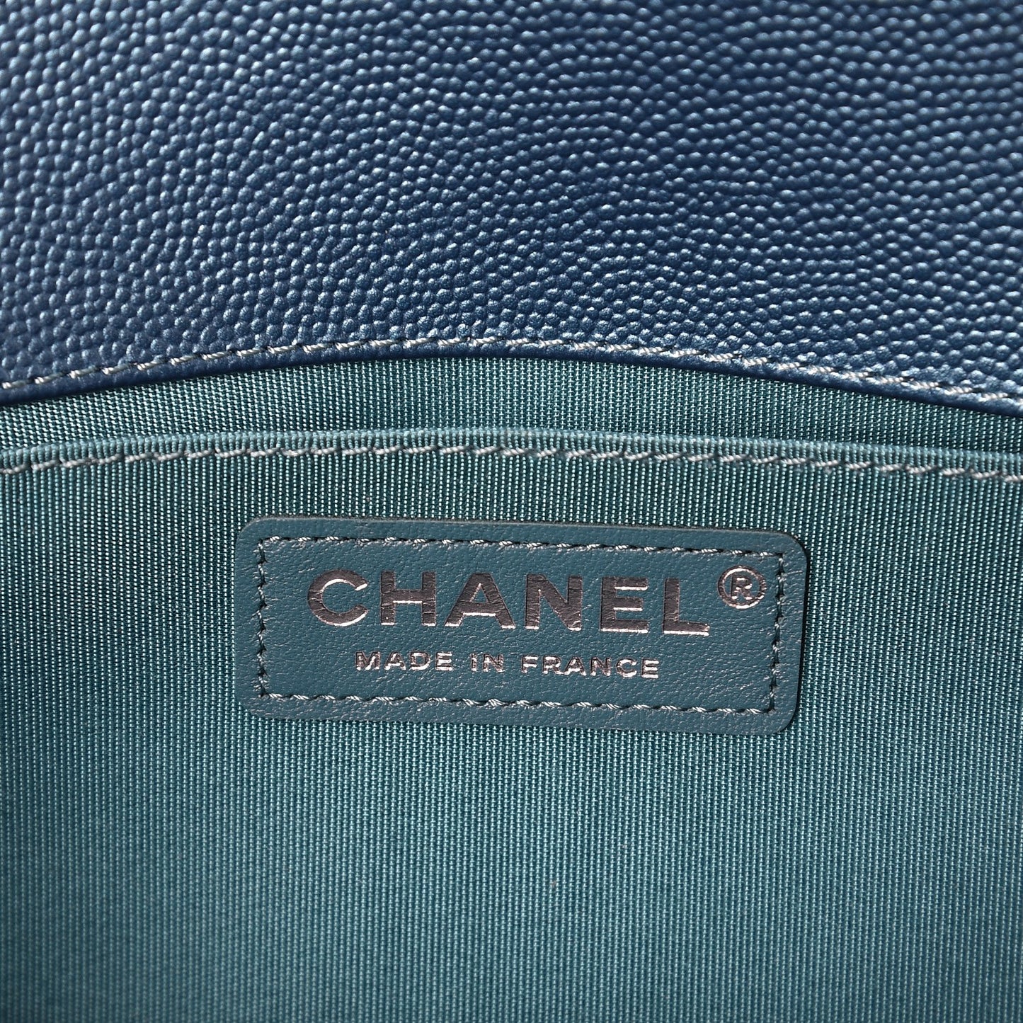 Metallic Caviar Quilted Medium Boy Flap Turquoise
