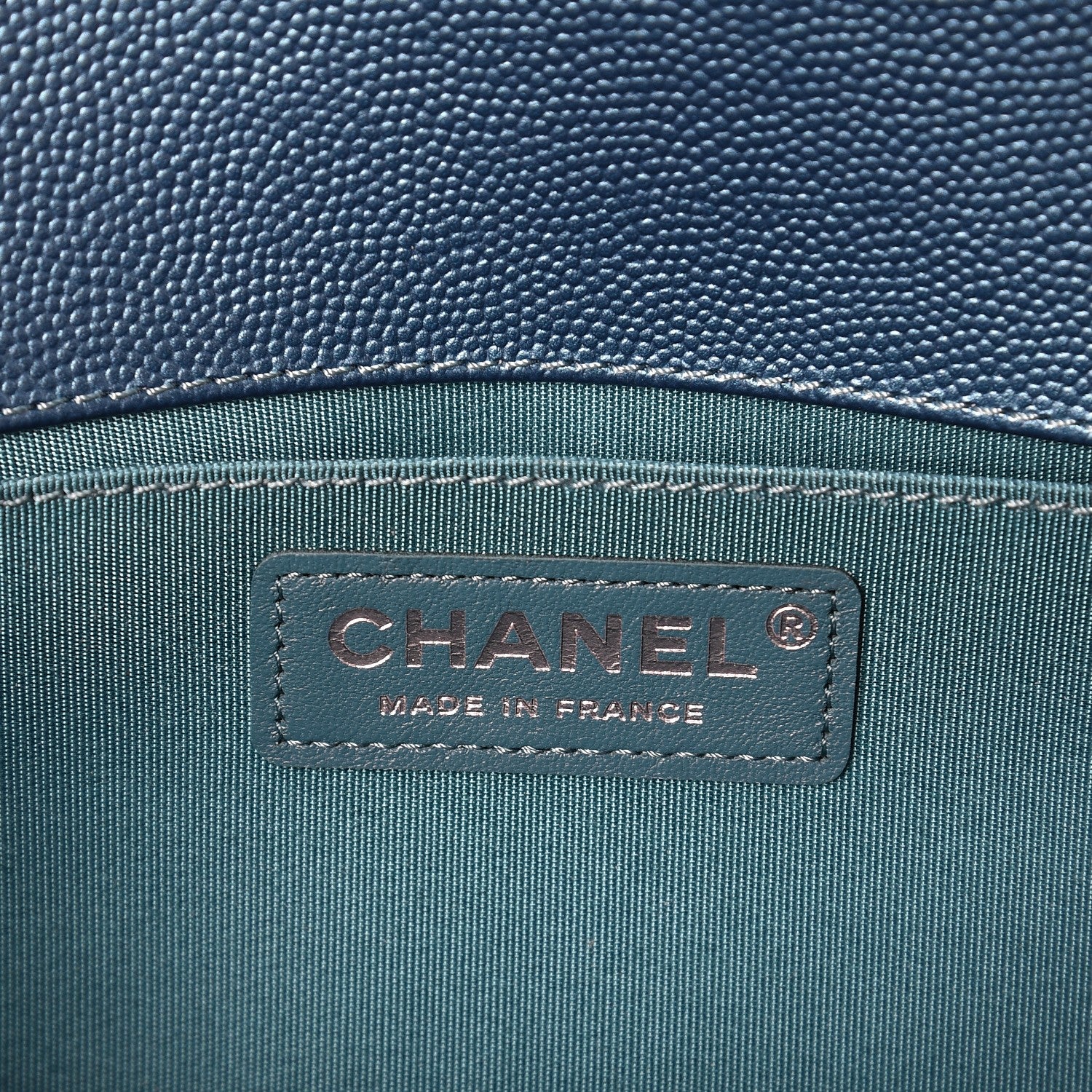 Chanel Metallic Caviar Quilted Medium Boy Flap Turquoise 7 of 9