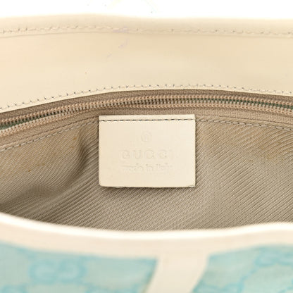 Gucci Monogram Lobster Clasp Jackie O Hobo Blue White 6 of 16