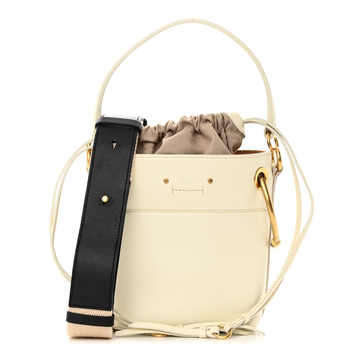 Smooth Calfskin Mini Roy Bucket Bag Natural White