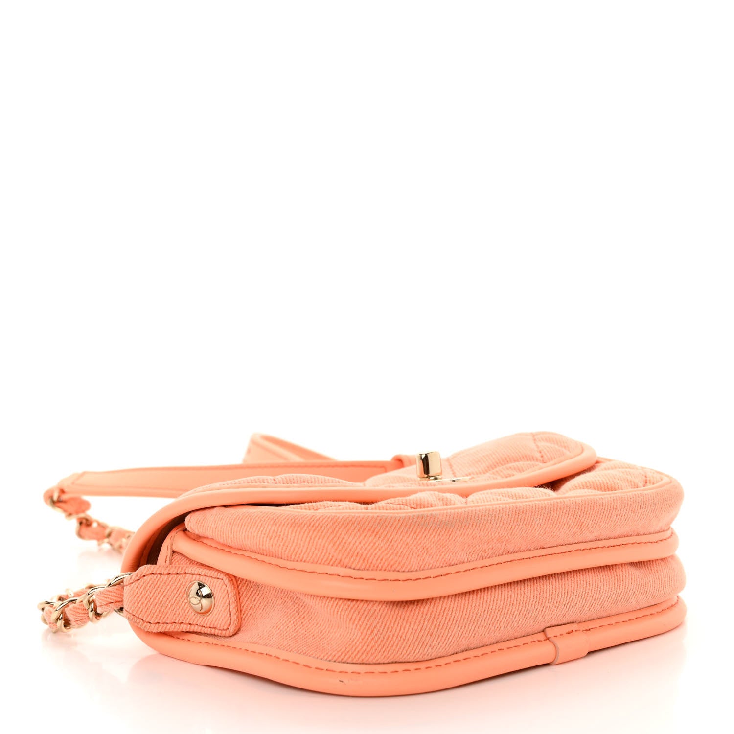 Chanel Denim Quilted Mini Messenger Flap Orange 4 of 14