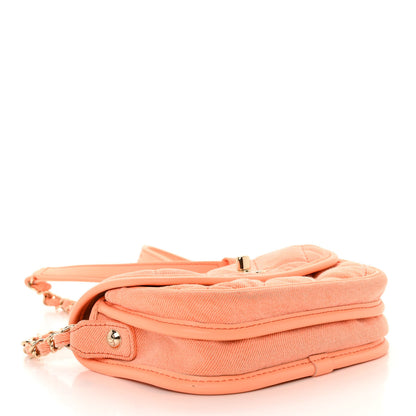Chanel Denim Quilted Mini Messenger Flap Orange 4 of 14