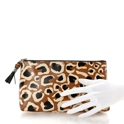 Gucci Calfskin Leopard Printed Large Pouch Tobacco 2 of 7