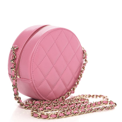 Chanel Caviar Quilted Gripoix CC Round Clutch With Chain Pink 3 of 11