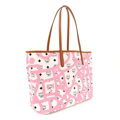 MCM X Eddie Kang Visetos Medium Reversible Shopper Tote White 4 of 17