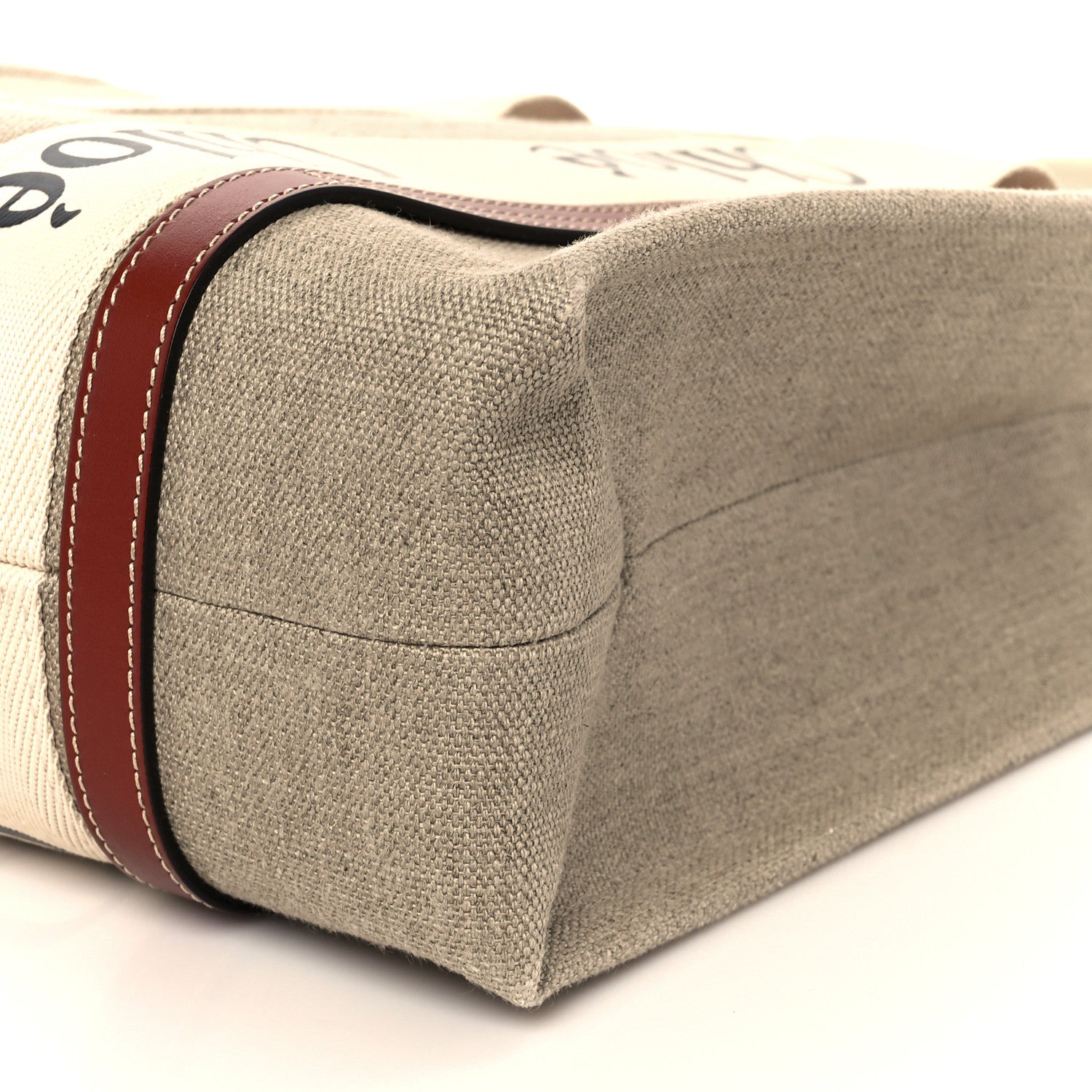 Chloe Linen Calfskin Medium Woody Ribbon Tote White Brown 11 of 11