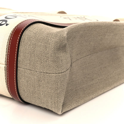 Chloe Linen Calfskin Medium Woody Ribbon Tote White Brown 11 of 11