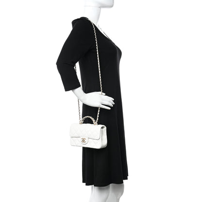 Chanel Lambskin Quilted Mini Crystal Top Handle Rectangular Flap White 2 of 12