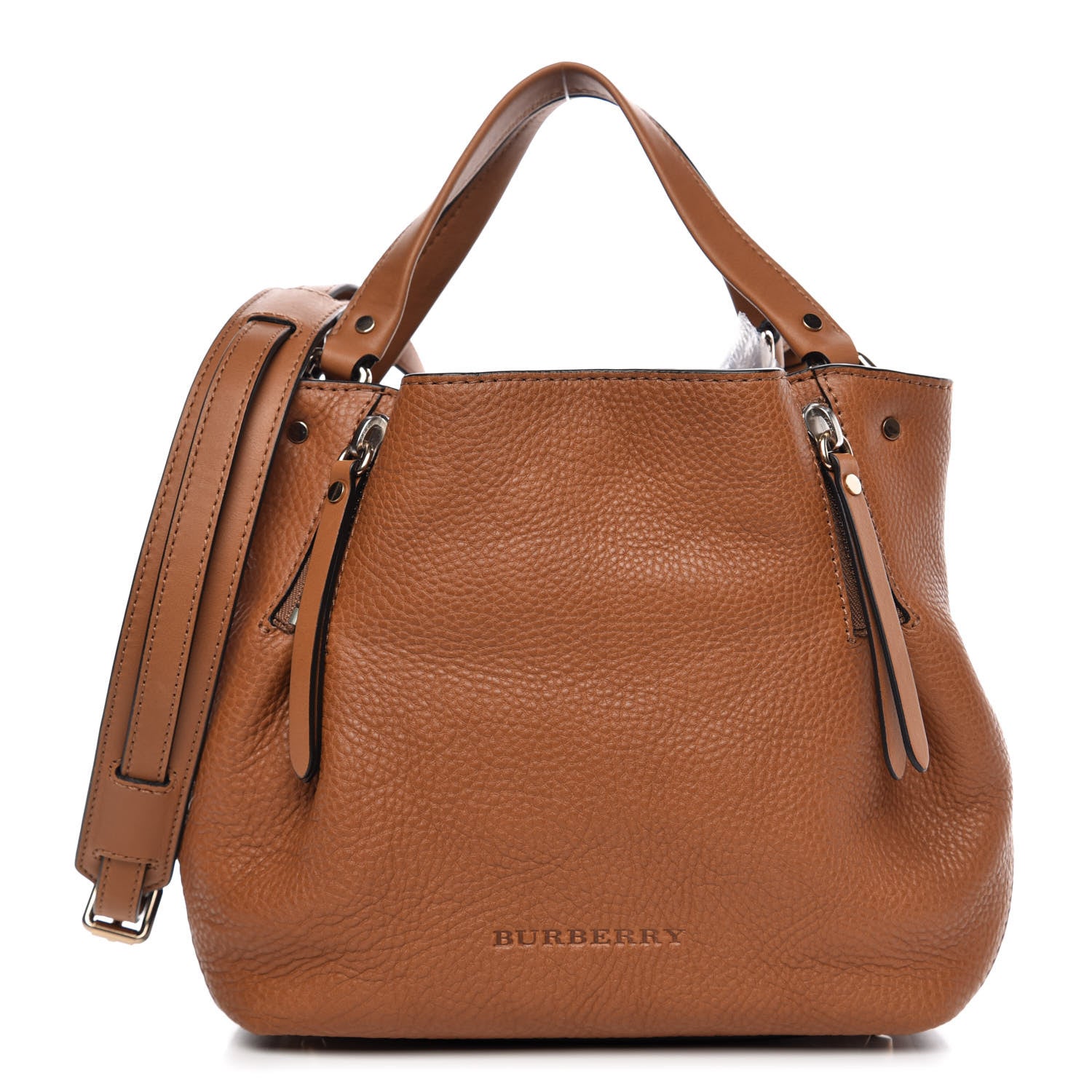 Burberry Grainy Calfskin House Check Small Maidstone Saddle Brown 1 of 7