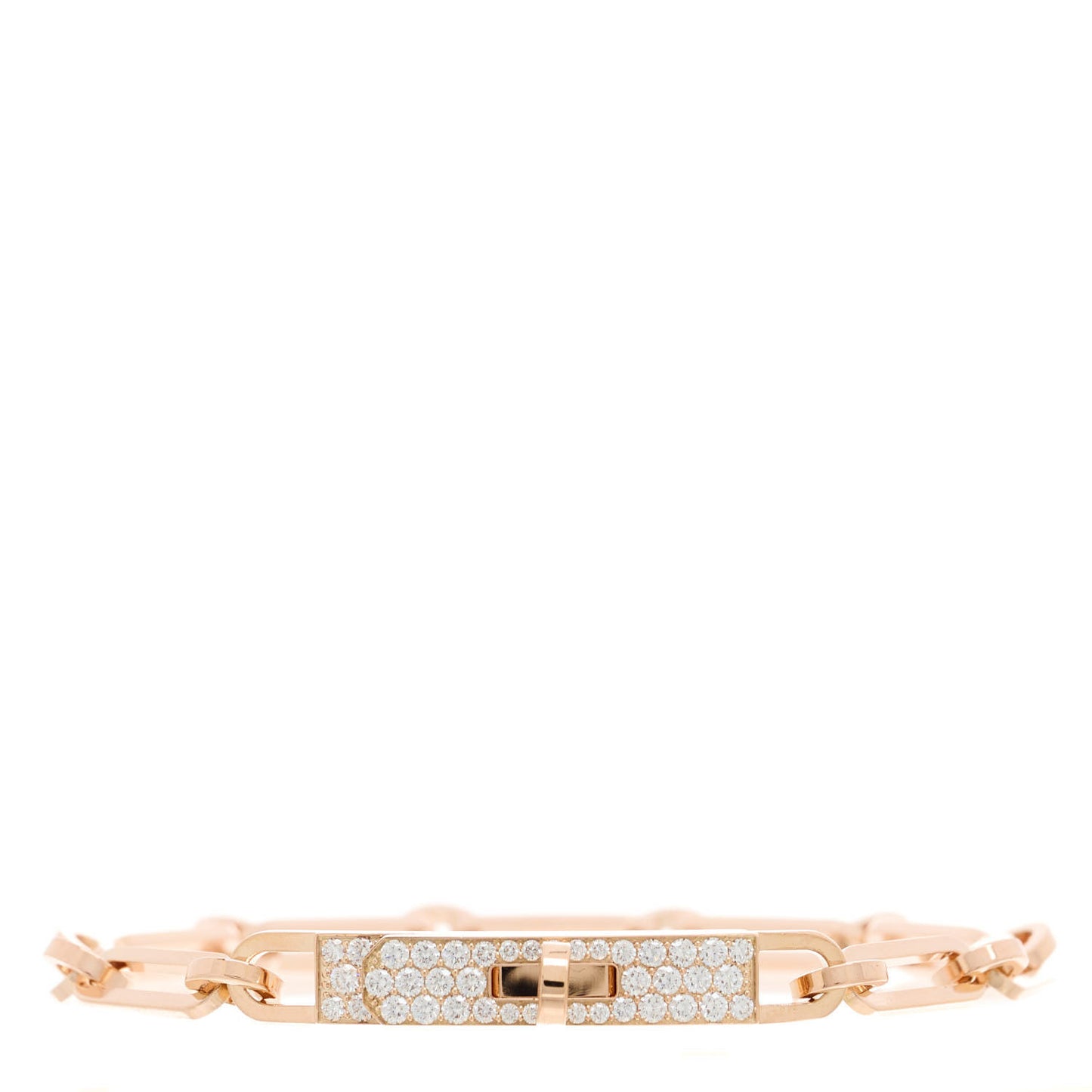 18K Rose Gold Diamond Pave PM Kelly Chaine Bracelet ST