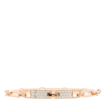 Hermes 18K Rose Gold Diamond Pave PM Kelly Chaine Bracelet ST 2 of 4