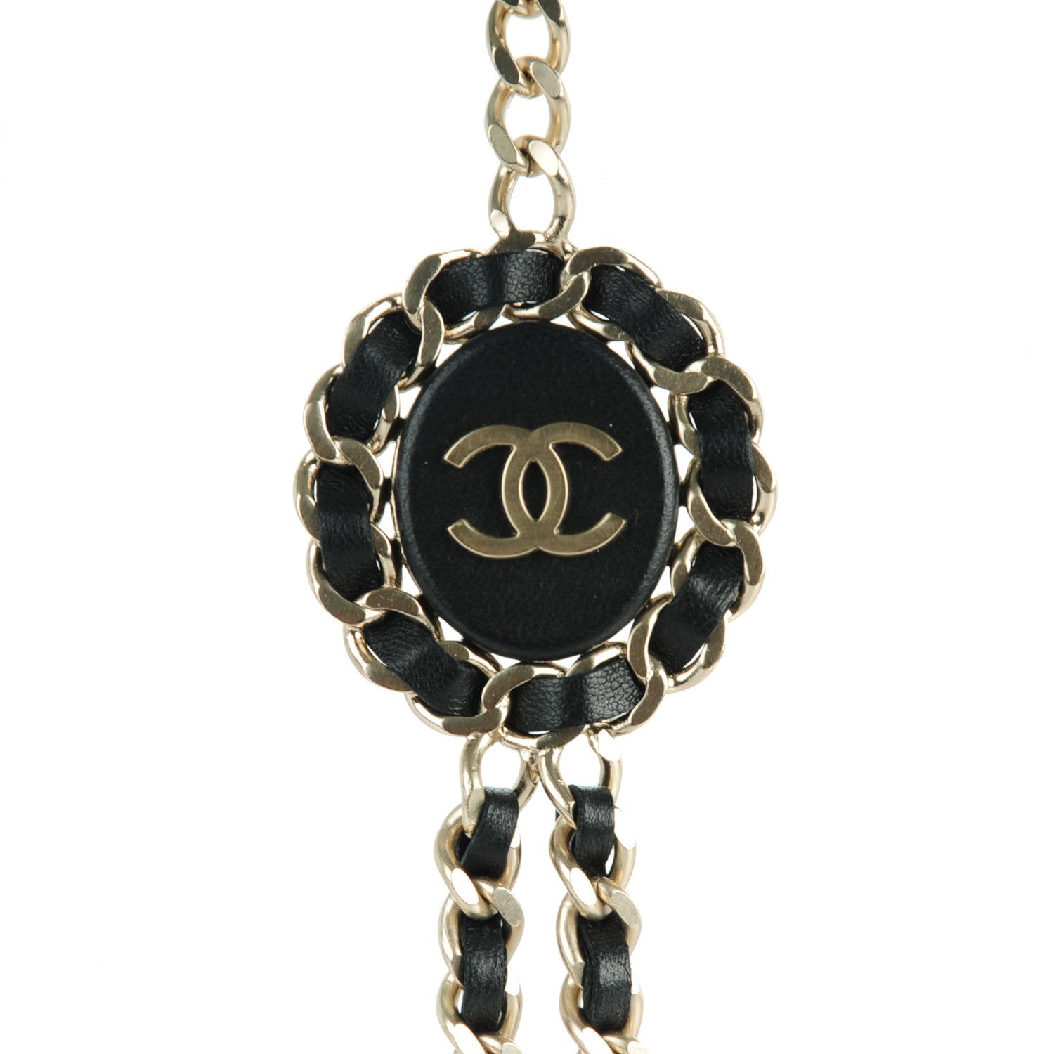 Chanel Lambskin CC Long Chain Necklace Black Gold 3 of 6