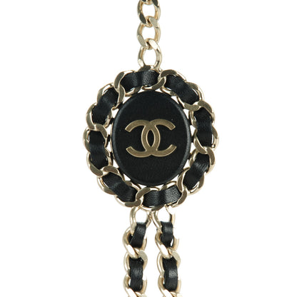 Chanel Lambskin CC Long Chain Necklace Black Gold 3 of 6