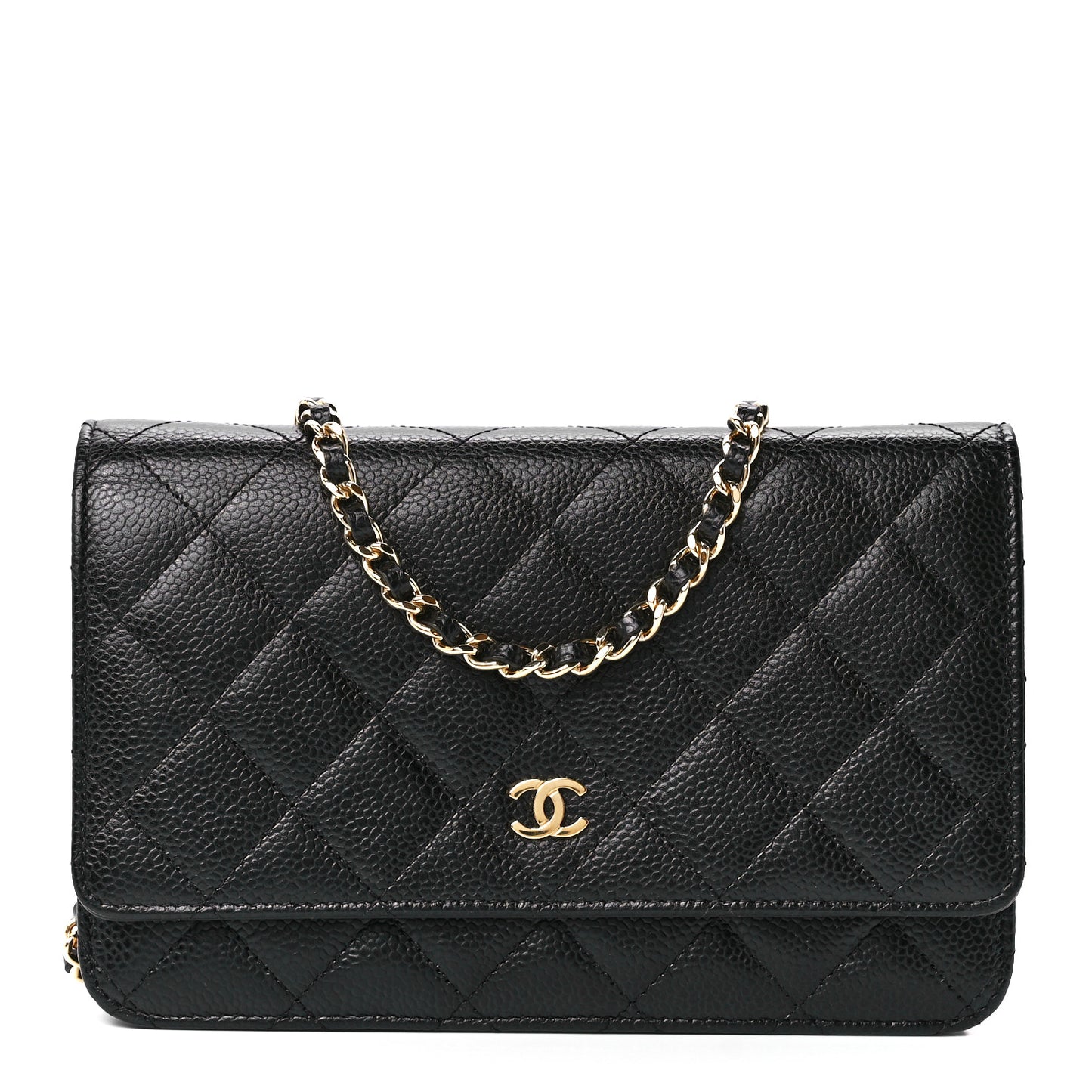 Caviar Quilted Wallet on Chain WOC Black