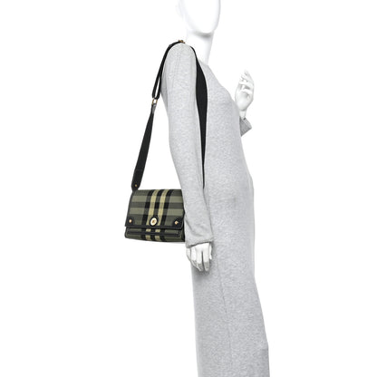 Burberry Calfskin Tartan Note Crossbody Bag Military Green 2 of 10