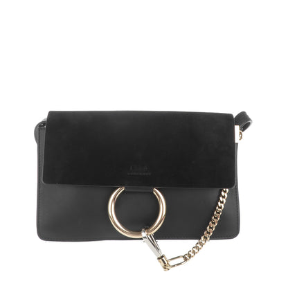 Chloe Suede Calfskin Small Faye Shoulder Bag Black 1 of 7
