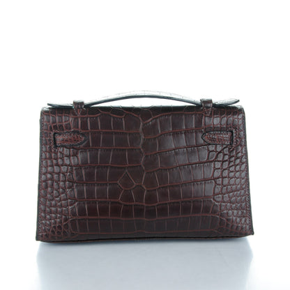 Hermes Matte Niloticus Crocodile Kelly Pochette Havane 4 of 17