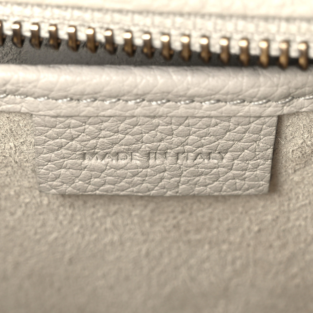 Drummed Calfskin Nano Luggage Chalk
