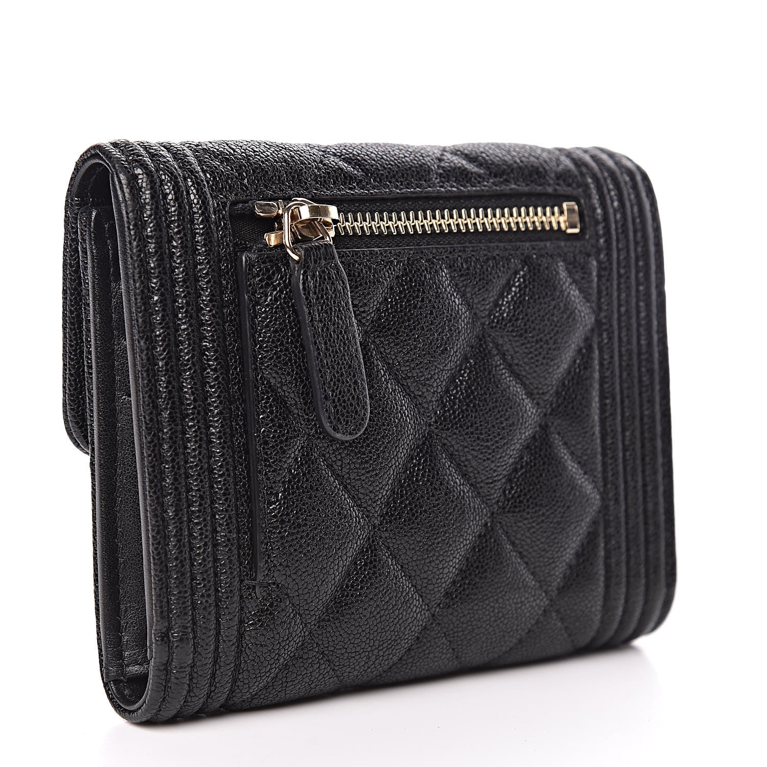 Chanel Caviar Quilted Compact Boy Wallet Black 3 of 11