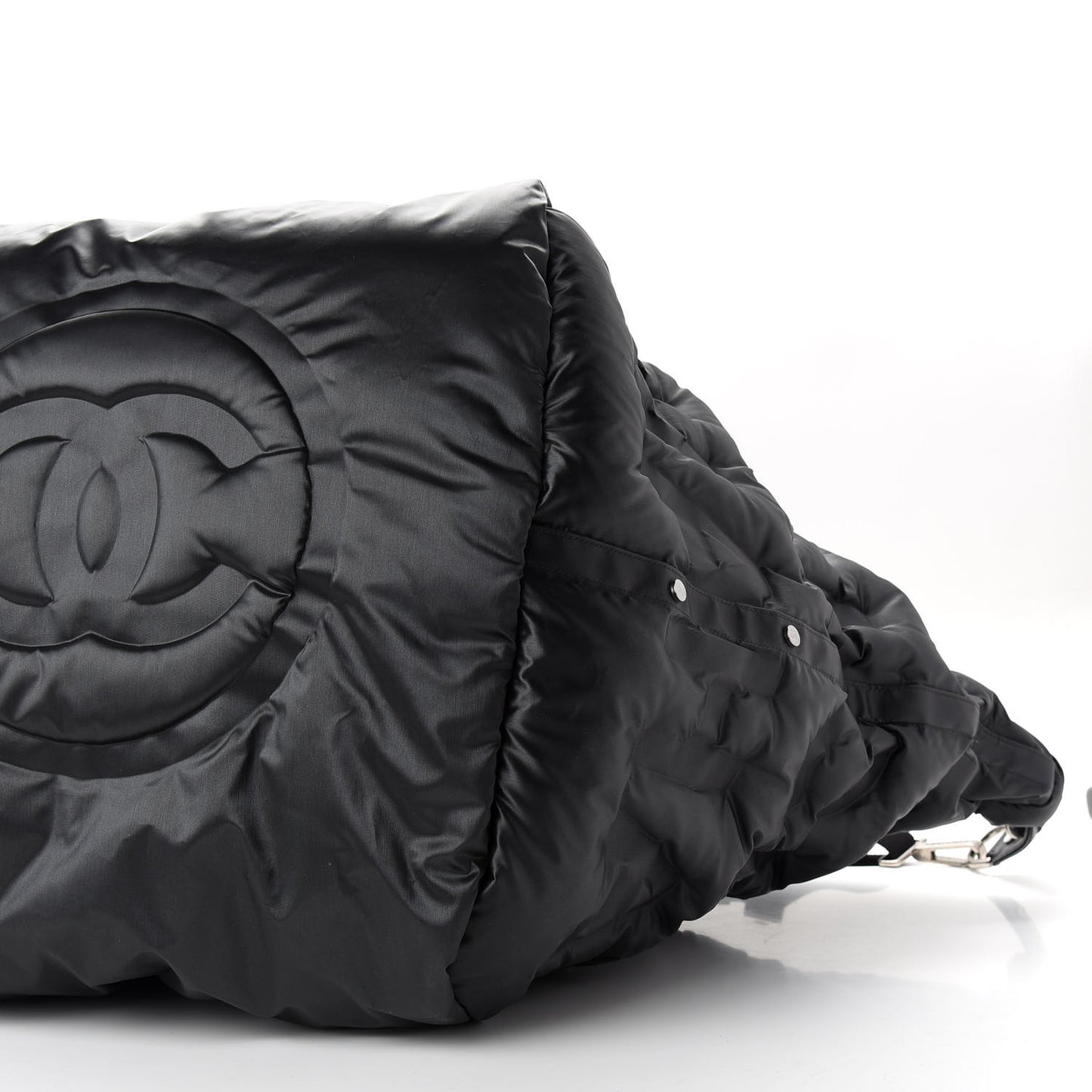 Nylon Embossed Large Doudoune Bowling Bag Black