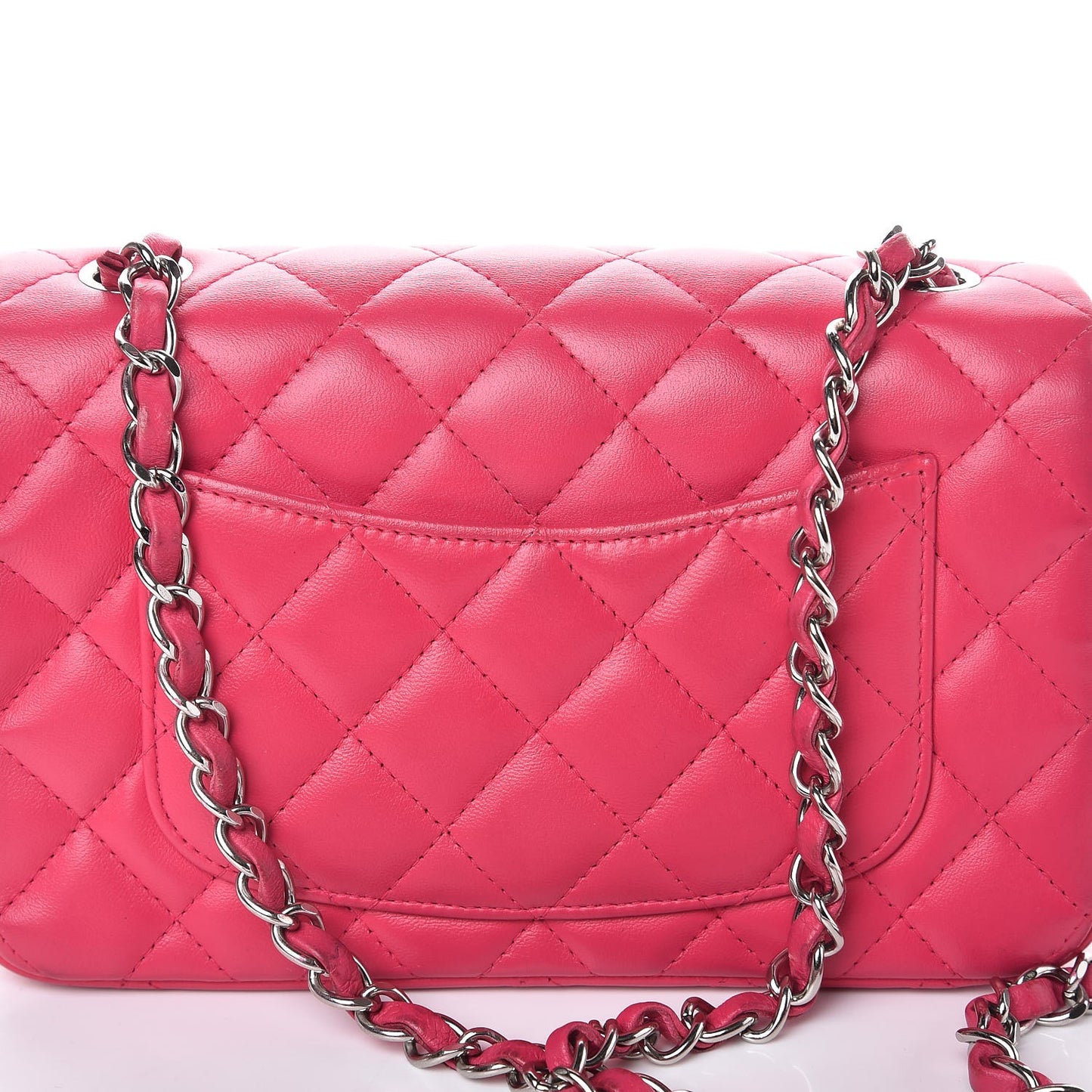 Lambskin Quilted Mini Rectangular Flap Dark Pink