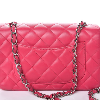 Chanel Lambskin Quilted Mini Rectangular Flap Dark Pink 8 of 8
