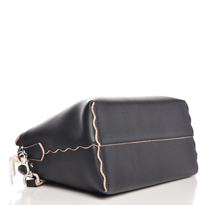 Fendi Vitello Dolce Scalloped Studded Medium By The Way Boston Bag Blu Notte 4 of 9