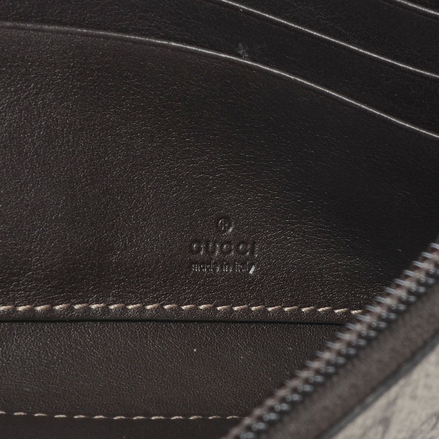 Wallet GG Monogram Zip Around Canvas Brown
