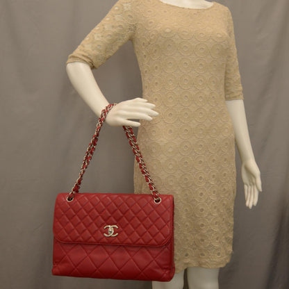 Chanel Leather Quilted In the Business Flap Bag Red 2 of 9