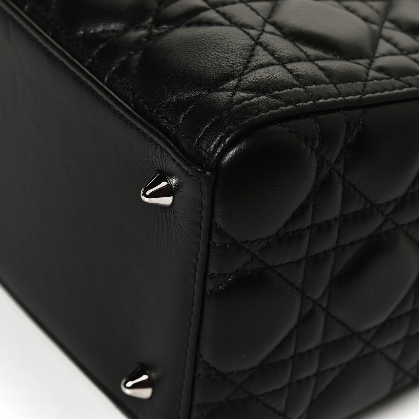 Lambskin Cannage Medium Lady Dior Crystal Strap Black