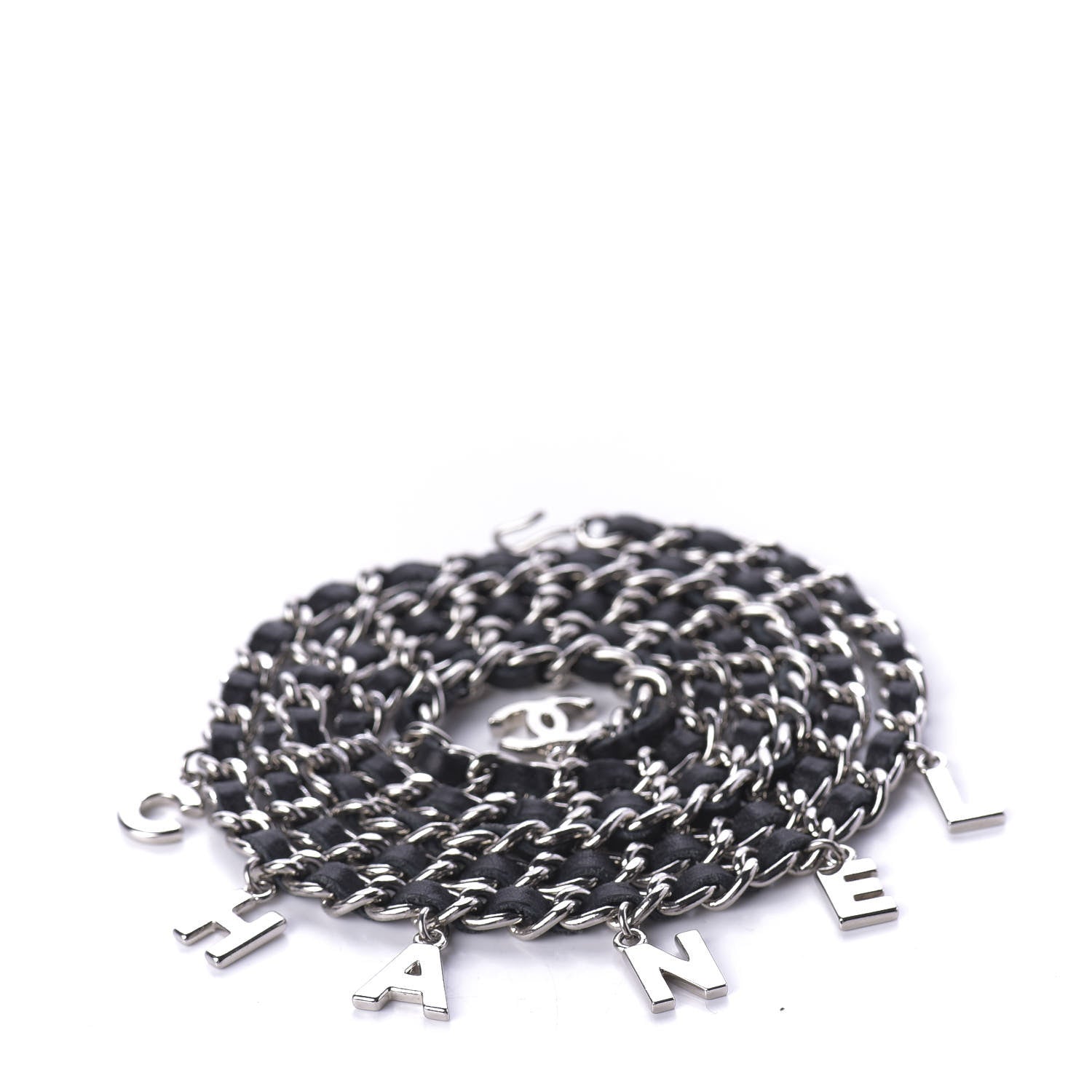 Chanel Lambskin Letter Chain CC Belt Black Silver 1 of 4