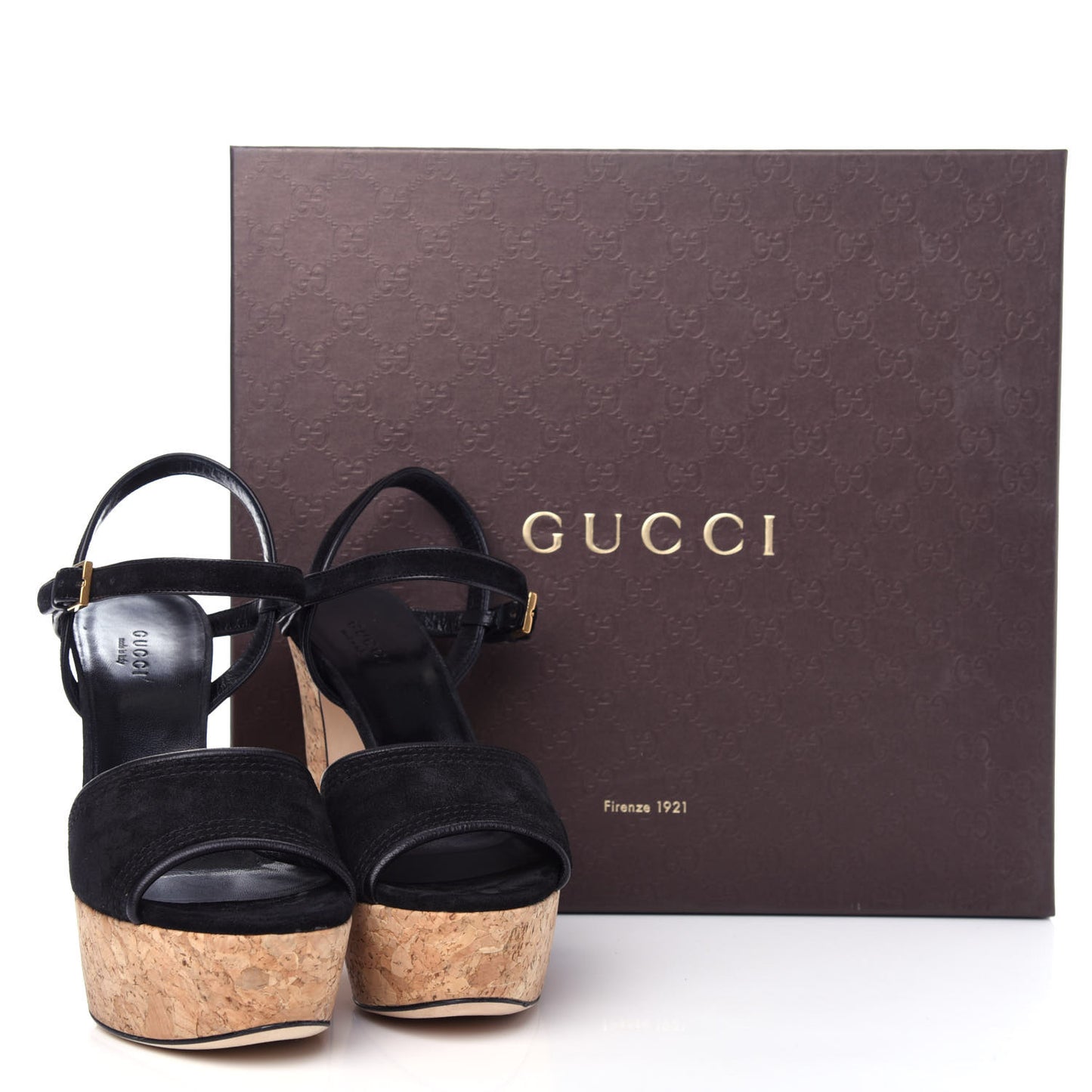 Suede Cork Platform Sandal 37.5 Black