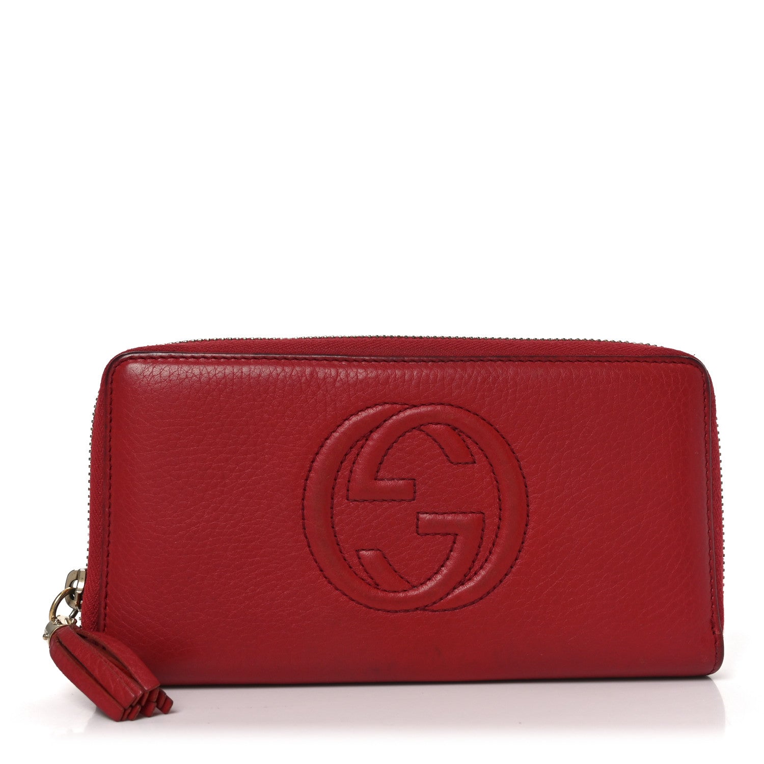 Gucci Pebbled Calfskin Soho Zip Around Wallet Red 1 of 7