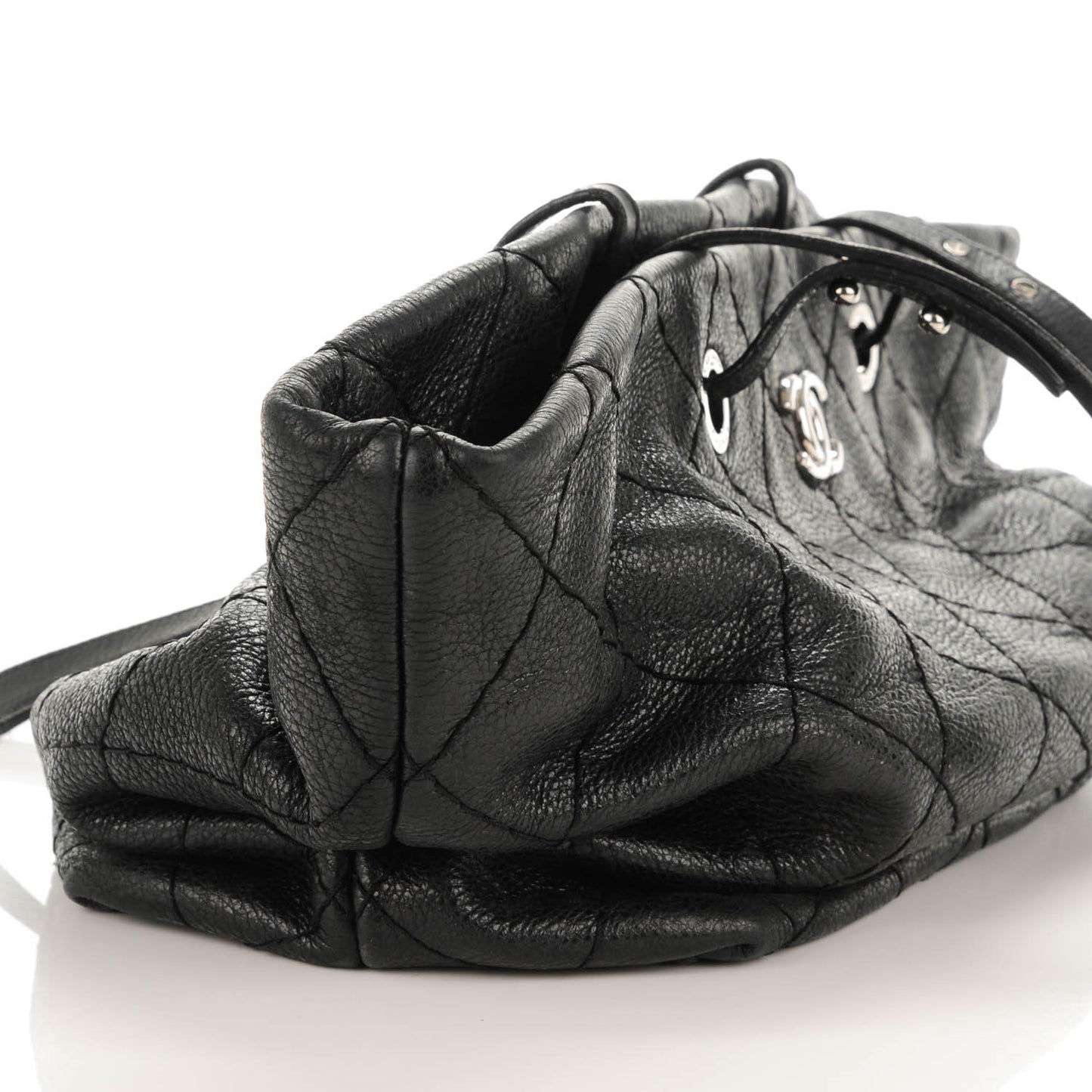 Glazed Calfskin Large On The Road Tote Black