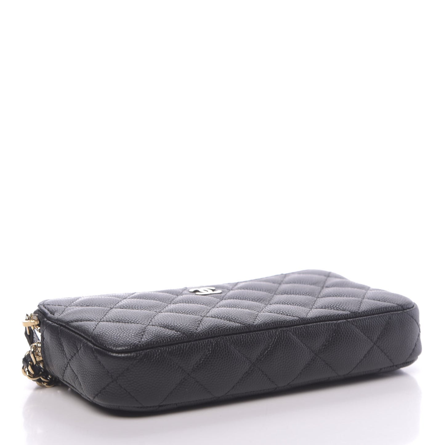 Caviar Quilted Small Clutch With Chain Black
