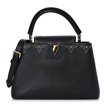 Louis Vuitton Taurillon Flower Capucines PM Black Blue 1 of 9