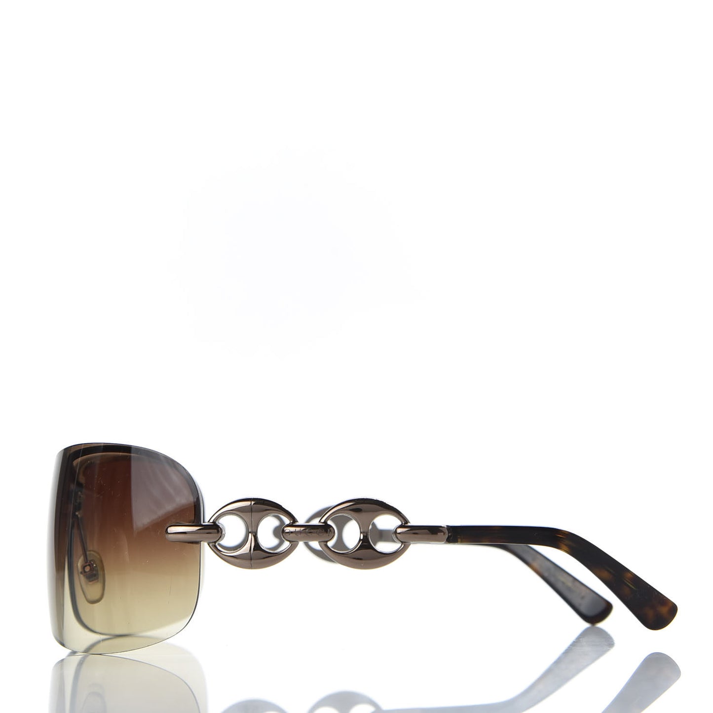 Metal Semi Rimless Marina Chain Sunglasses Havana