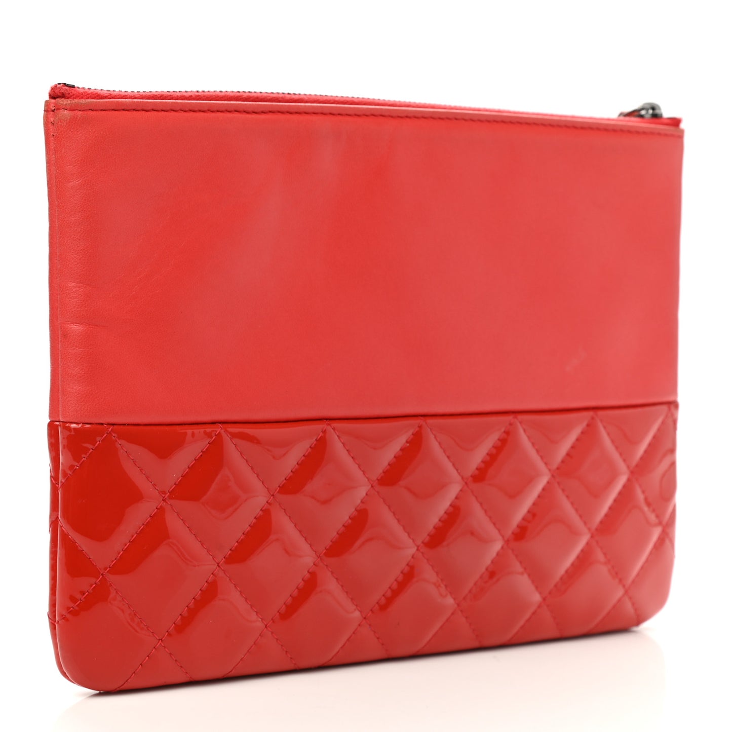 Calfskin Patent Quilted Medium Cosmetic Case Red